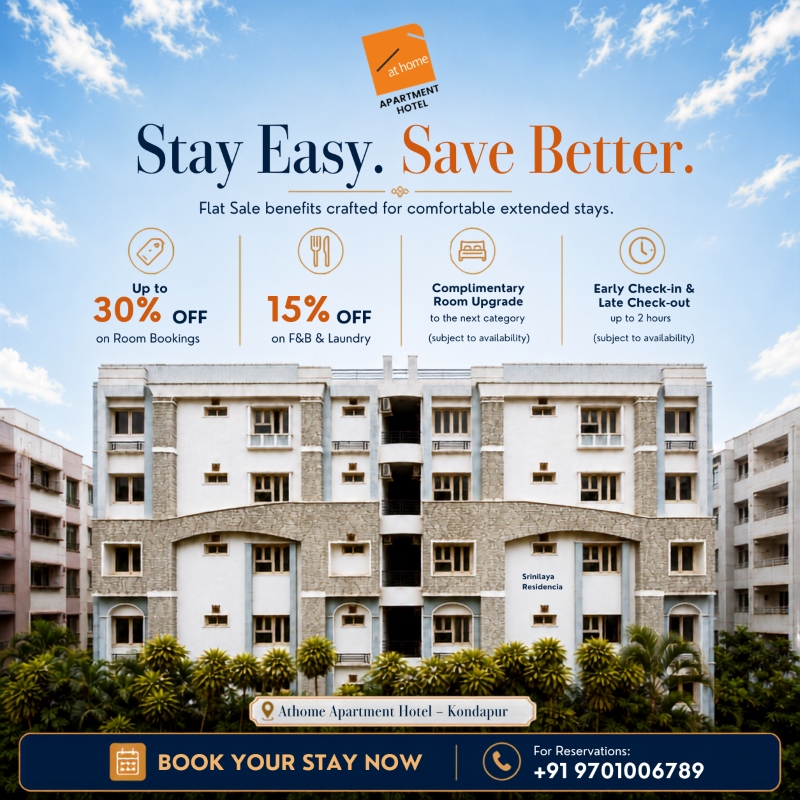 Stay Easy. Save Better. Direct booking benefits at AtHome Apartment Hotel